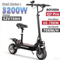 BOYUEDA Q7Pro Max Elektrinis paspirtukas 3200W Dvigubas variklis 52V28AH Su NFC Aktyvuojamas Programėlės Valdymas 11  Tylūs Padangos Sulankstomas E-Paspirtukas