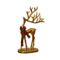 1/2 vnt. Kalėdinis elnio statulėlė su šaliku Minimalistinė elnio silueto figūrėlė Elnio skulptūra Namų biuro stalo dekoracija Ornamentas C brown