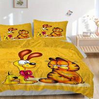 3 vnt. Odie ir Garfield patalynės komplektas - Apima antklodės užvalkalą ir pagalvių užvalkalus, tinka visiems sezonams F050 135x200cm yellow