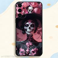 Mirusiųjų dienos meksikietiškas C-Katrina kaukolės dėklas, skirtas Samsung S26 S24 S22 S25 Ultra S9 S20 FE S23 Plus S10 S21, atsparus smūgiams Funda dangtelis SamsungS30Plus black