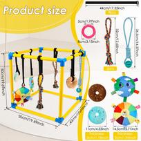 Puppy Jungle Gym PVC 8 Hanging Toys 50x50x50CM Dog Jungle Gym with Bungee Strap Safe and Reliable Indoor Pet Toys Pet Supplies