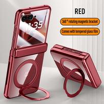 Metal Ring Holder Magnetic Transparent Tempered Glass Film Case For Motorola Razr 60 Ultra Moto Razr 60 50 Spring Hinge Cover Motorola razr 2024