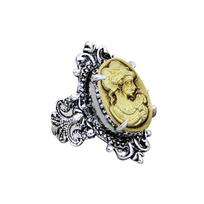 Vintage 6 Colors Lady Queen Cameo Rings For Women Antique Silver Plated Flower Plant Pink Cameo Ring Fashion Jewelry 7