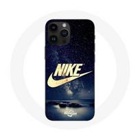 Dėklas „Nike iPhone 14 Pro Max“ su auksiniu logotipu ir žvaigždėtos nakties logotipu