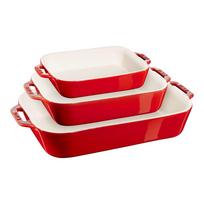 Staub 40508-171-0 Keramik Ofenformenset, 3-tlg rechteckig Kirsch-Rot Keramik kratzfest (40508-171-0)