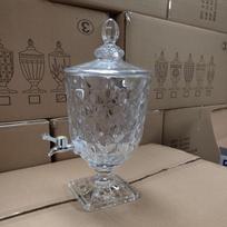 1,8 l retro reljefinis krištolinio stiklo gėrimų dozatorius su čiaupu