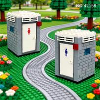 2 vnt. Lauko tualetas Nešiojamas tualetas Statybiniai blokeliai Miesto parko scena MOC kaladėlės Priedai DIY surinkimo žaislas vaikams