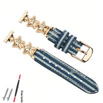14 mm Lily2 dirželis Garmin Lily 2 išmaniajam laikrodžiui Madingas žvaigždžių rašto nailoninis greito atsegimo laikrodžio dirželis Moteriškas laikrodžio džinsinio audinio riešo dirželis 14mm-width