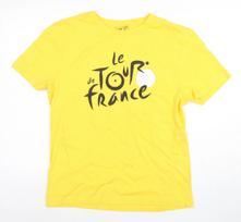Le Tour de France Vyriški geltoni medvilniniai trumparankoviai marškinėliai Dydis S 4XL
