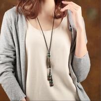 Tassel Bohemian Style Choker Jewelry Long Sweater Chain Antique Ethnic Style Necklace  Decoration Style A