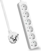 Helos Steckdosenleiste CLASSIC, 6-fach, weiß, 3,0m, ohne Schalter Robustes klassisches Design , 3,0m Zuleitung , Leiterquerschnitt: 1,5 mm² , Kabeltyp: H05VV-F 3G1.5mm , ohne Schalter , 6 Schutzkontaktsteckdosen 45° gedreht , mit Berührungsschutz , belastbar bis zu 16 A/230V (4000 Watt) , VDE, CE und GS-Zertifiziert , Farbe: weiß (262794)