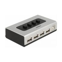 Umschalter USB 2.0 mit 1 x Typ-B Buchse zu 4 x Typ-A Buchse manuell bidirektional