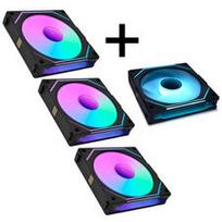 Lian Lian Li 4er Pack - 3x UNI FAN SL-INF 120 ARGB Reverse Blade PWM Lüfter & 1x Standard Blade, 120mm - schwarz (Ohne Controller)