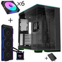 Lian Li O11D EVO RGB PC-Gehäuse Bundle + HydroShift II LCD-S 360TL AiO + 6x UNI FAN SL-INF 120 Reverse Blade Lüfter + UNI HUB SL-INF - schwarz