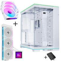 Lian Li O11 Dynamic EVO RGB PC-Gehäuse Bundle HydroShift II LCD-S 360TL AiO + 3x UNI FAN SL-INF 120 Reverse Blade Lüfter - weiß