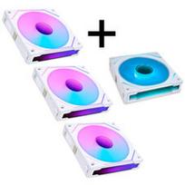 Lian Lian Li 4er Pack - 3x UNI FAN SL-INF 120 ARGB Reverse Blade PWM Lüfter & 1x Standard Blade, 120mm - weiß (Ohne Controller)