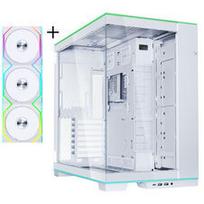 Lian Li O11D EVO RGB, Tempered Glass - weiß + UNI FAN SL Wireless ARGB PWM Lüfter, 3er-Pack inkl. Controller - 120mm