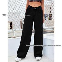 Women's Classic Retro Wide-Leg Stretch Jeans - Solid Color, High Stretch, Casual Fit 5XL juoda