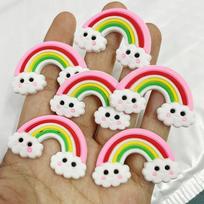 10pcs New Cute rainbow Series PVC Flexible Glue Flat Back DIY Scrapbook Embellishment Phone Craft Decoration