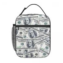 Dollar Pattern Insulated Lunch Bag for Kids School Cooler Thermal Food Box Tote Portable Lunch Boxes Container One Size