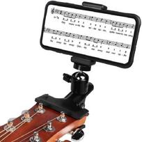 360° telefono laikiklis gitarai, ukulelei, kalimbai ir kt. - Puikiai tinka tiesioginėms transliacijoms ir įrašymui juoda