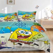 3pcs SpongeBob SquarePants Bedding Set 1 Soft Quilt Cover + 2 Pillowcases, Machine Washable Suitable for All SeasonsF084 135x200cm