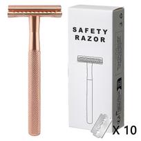 Safety Razor for Women & Men Reusable Razor with 10 Double Edge Razor Blades One Blade Razors for Women for Body & Face