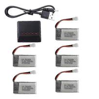 5 nuotolinio valdymo lėktuvo baterijos 3,7V 550mAh, suderinamos su Sima Q11 H99W H31 H6C H98 H98 TR-C385, su įkrovikliu