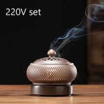 Sandalwood Timed Electronic Incense Burner Set 110V/220V OUD Essential Oil Night Light Household Tea Warmer Stove for Home Decor