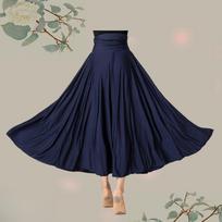 Flamenco Skirt for women Spanish Dance Skirt Belly dance long Dress Big Swing Skirt Gradient Color 720 Performance Gypsy Skirt 85 tamsiai mėlyna spalva