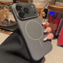 Compatible Apple iPhone 11-17 Pro Max Case with Large Window & Magnetic Suction 16Pro tamsiai pilka spalva