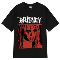 Britney Spears Metalinis Roko Grafinis Vintažinis Marškinėlis Madingi Hip Hop Marškinėliai Trumpomis Rankovėmis Grynos Medvilnės Marškinėlis Per Dydį S juoda
