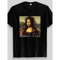 Moterų smagus pirmadienis Lisa Mona Liza marškinėliai S