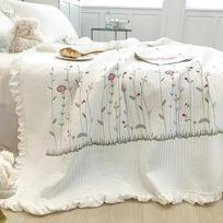 Korėjietiška Princesės Ruffles Gėlių Siuvinėjimas Vasarinis Antklodė Lovatiesė ant Lovos Antklodė Oro Kondicionavimo Antklodė Patalynės Komplektas Only Pillowcase 48x74cm white
