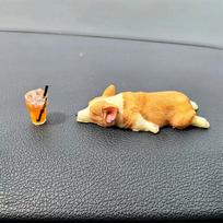 Cute Corgi Car Decor For Dashboard, Sleeping Animal Mini Figurine, Cute Auto Interior Accessories, Gift For Dog Lovers