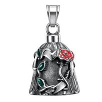 Luck Riding Bell Biker Guardian Lucky Bell Titano plieno varpas su graviruotais rožiniais vynmedžiais kabančiu varpeliu, skirtas raktų pakabuko automobilio kuprinei A