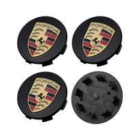 4 vnt. 60 mm automobilio ratų centriniai dangteliai, ratlankio dangtelis, emblema Porsche Paramela Cayenne Macan Boxster Cayman 718 911 918 944 958 971 991 992 996 997 juoda