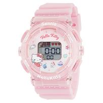 Liepsnojantis Sanrio Hello Kitty skaitmeninis laikrodis su foniniu apšvietimu ir žadintuvo funkcija Mergaitėms Rožinis [Sun Co., Ltd.] J-Axis CR3C0003-KT