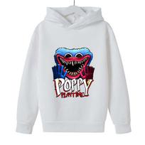 Poppy Playtime Kids Hoodie, Boys Girls Huggy Wuggy Print Cotton Sweatshirt, Casual Hooded Pullover for Children 160cm balta