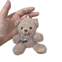 Akiniai Pilotas Meškinas Raktų pakabukas Varpelis Pliušinis žaislas Pakabukas Mielas pliušinis meškinas Raktų žiedas Kuprinė brown-pearl heart