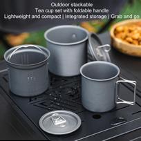 Camping Cooking Pot Portable 3 Pieces Stackable Cookware With Folding Handle Camping Cook Set For Outdoor Hiking Survival China Mainland