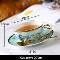 Phoenix Pattern Bone China Cup&saucer Exquisite Gilding Coffee Mug Dining Table Milk Mugs Afternoon Tea Teacup Fruits Juice Cup 220-350ml