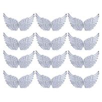 12pcs Mini Angel Wing Fairy Wing Patches DIY Crafts Costume Backpack Ornament Cake Topper Decoration Crafts Decorative Props 12.5x7cm sidabras
