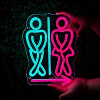 Toilet LED Neon Sign, USB Dimmable, Suitable for Shopping Malls, Shops, Public Toilets Signs, Wall Mounted Neon Light