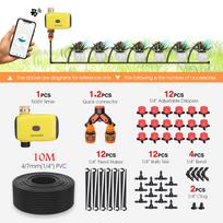 Garden Bluetooth Smart Single Zone Timer Irrigation Kit 1/4  Hose Rotary Adjustment Sprinkler Automatic Watering Control System