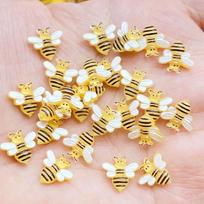 40Pcs New Cute 10mm Resin Mini Little Bee Flat Back Cabochon Scrapbook Kawaii DIY Embellishments Accessories