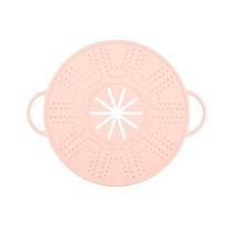 Anti-scald Handles Silicone Steamer Pad Heat Resistant Hangable Spill-proof Pot Lid Draining Reusable Steamer Insert Tray Pan rožinė