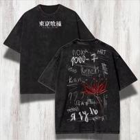 Ken Kaneki Tokyo Ghoul Marškinėliai Oversize Rūgštimi skalauti Anime Marškinėliai Grunge Manga Marškinėliai Dovana Jam arba Jai S