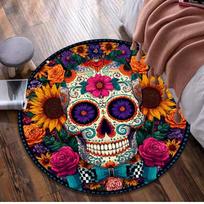 Day of the Dead Circular Rug - Office Decorative Carpet For Living Room Bedroom Door Mat Floor Rug Computer Chair Area Rug 80x80cm( 31x31in)