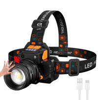 LED Išmanus Jutiklis Galingas Šviesos Žibintas USB Įkrovimas Avarinis Ant Galvos Montuojamas Žibintuvėlis Lauko Stovyklavimo Nuotykių Apšvietimas 1200mAh